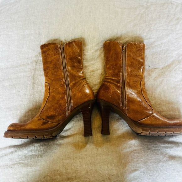 Steve Madden Kinko heeled square toe lugg sole boots side zip Vintage 90s EUC RA - Picture 8 of 9